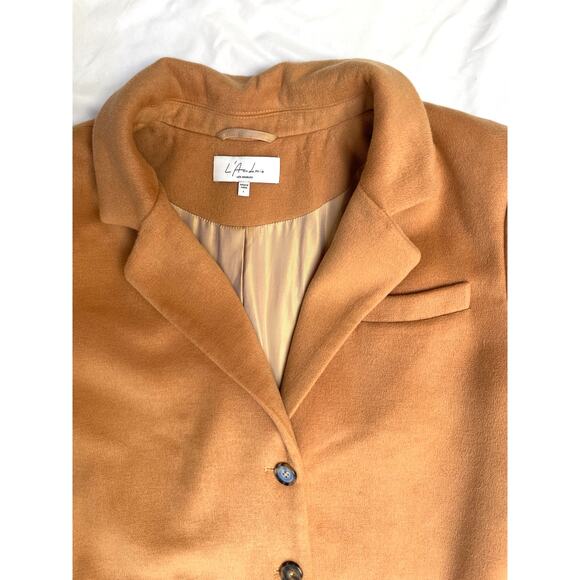 Revolve L'Academie Tyler Long Camel Coat Large, Leopard Patch - Picture 4 of 6